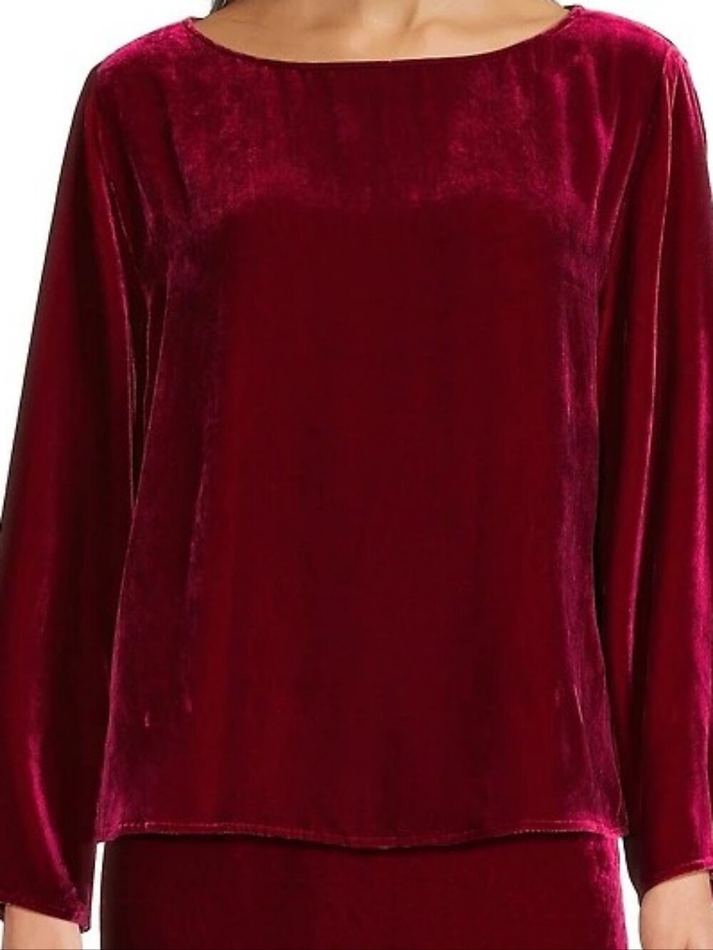 NWT Eileen Fisher Velvet Long-Sleeve Top - Berry- Various Sizes